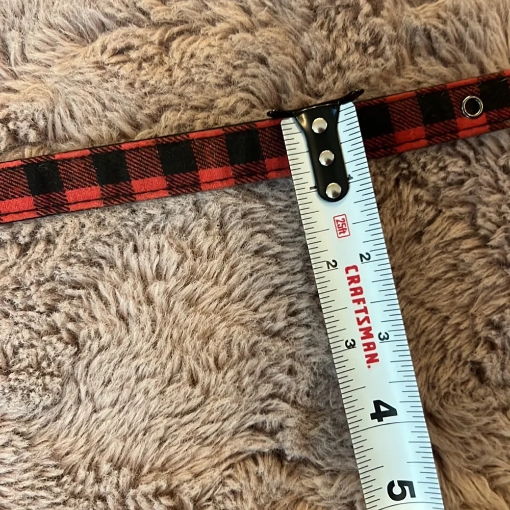 Bond & Co. red & black buffalo plaid flannel style dog pet collar .75” thick​